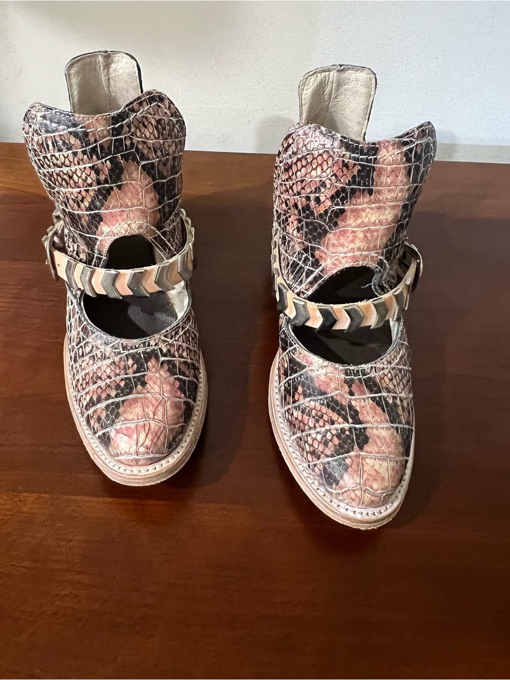 Freebird by Steven Brown Snakeskin Leather Ankle Boots